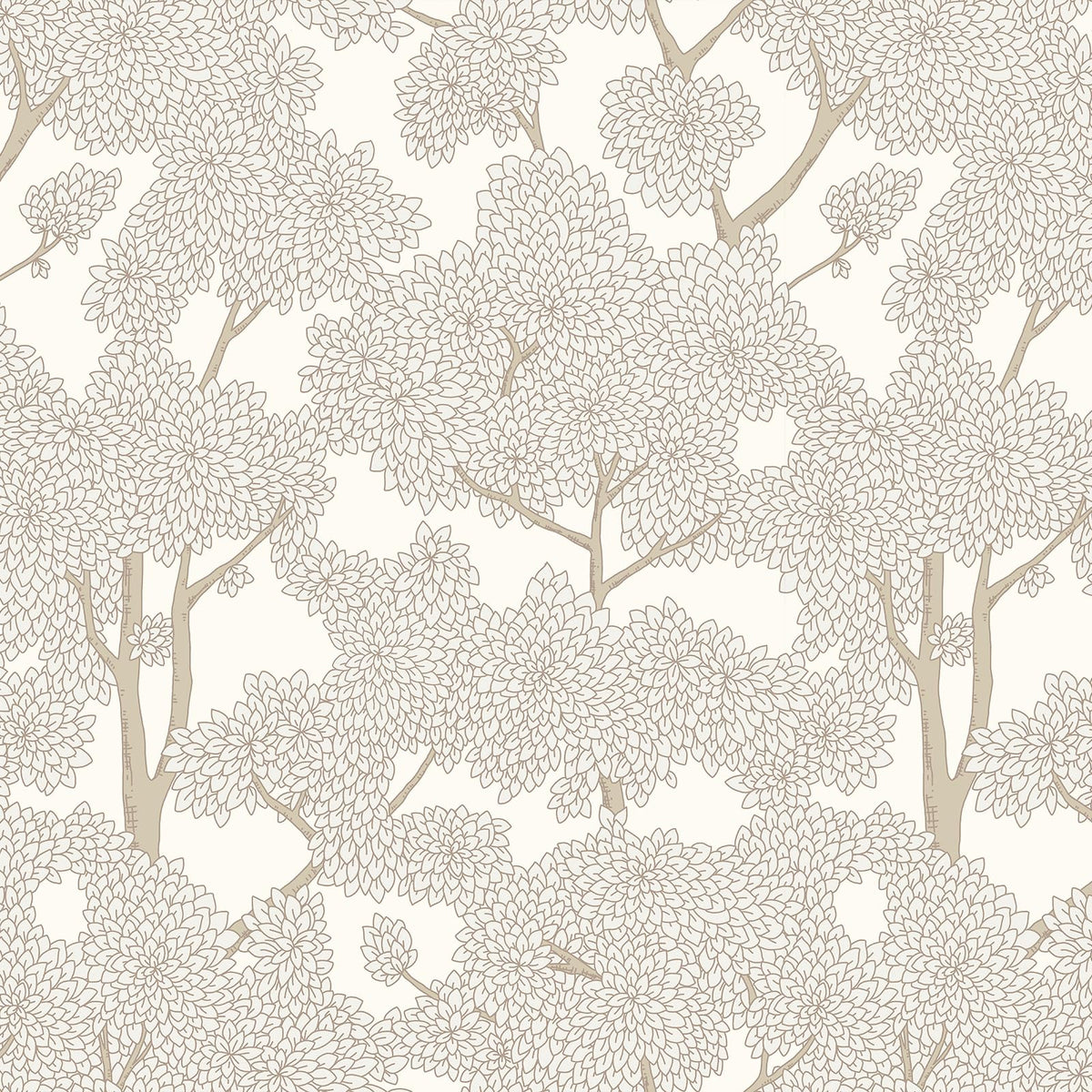 JiffDiff Tree Wallpaper Peel and Stick Jungle Wall Paper Forest Mural Stick on Wallpaper Modern Waterproof Self Adhesive Contact Paper (17.3" x 120" Cream)
