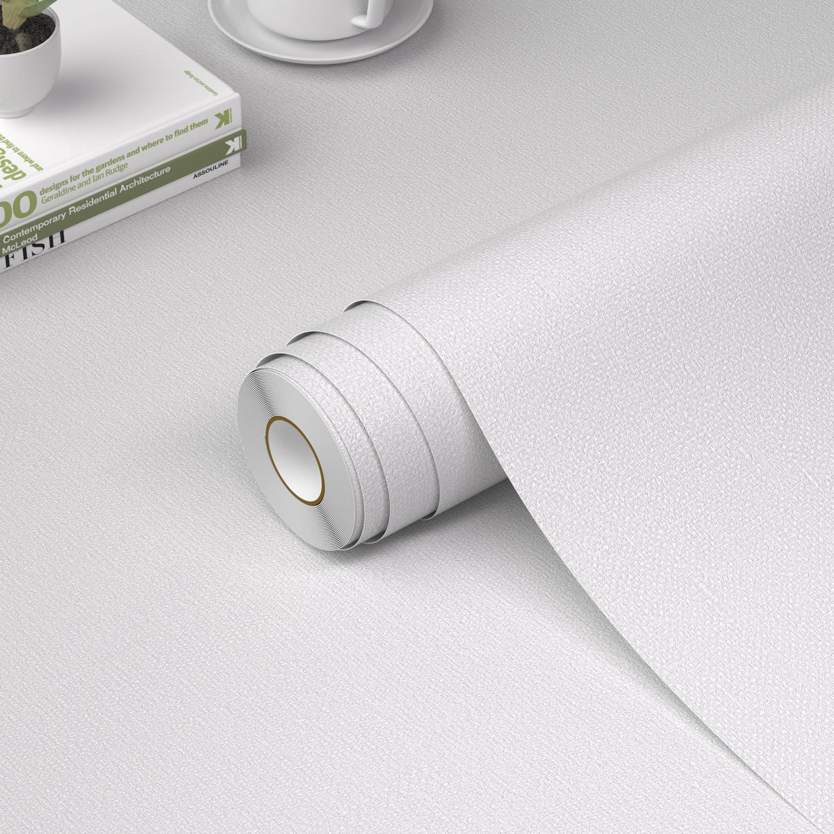 WADILE Grasscloth Peel and Stick Wallpaper 15.7in x 78.7in, Textured Contact Paper for Cabinets, Faux Linen Wall Paper Pull and Stick, Fabric Vinyl Wallpaper Self Adhesive Light Gray
