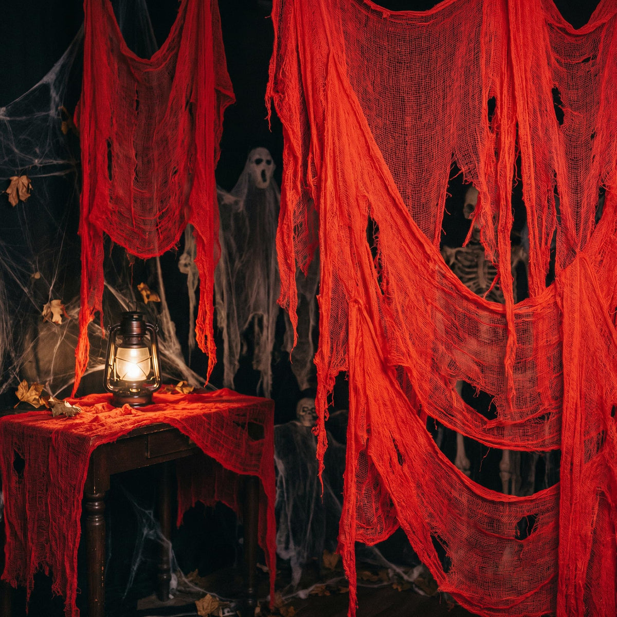 RunNico 197" x 85" Halloween Creepy Cloth - Halloween Spooky Fabric Cloth - Scary Gauze Blood Creepy Cloth for Haunted House Halloween Party Yard Wall Doorway Outdoors Decoration