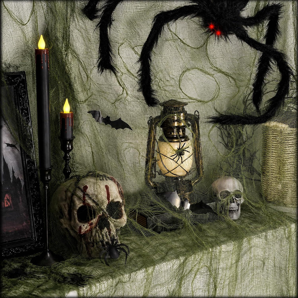 600 x 80 in Halloween Creepy Cloth for Yard and Outdoor Decorations, Green