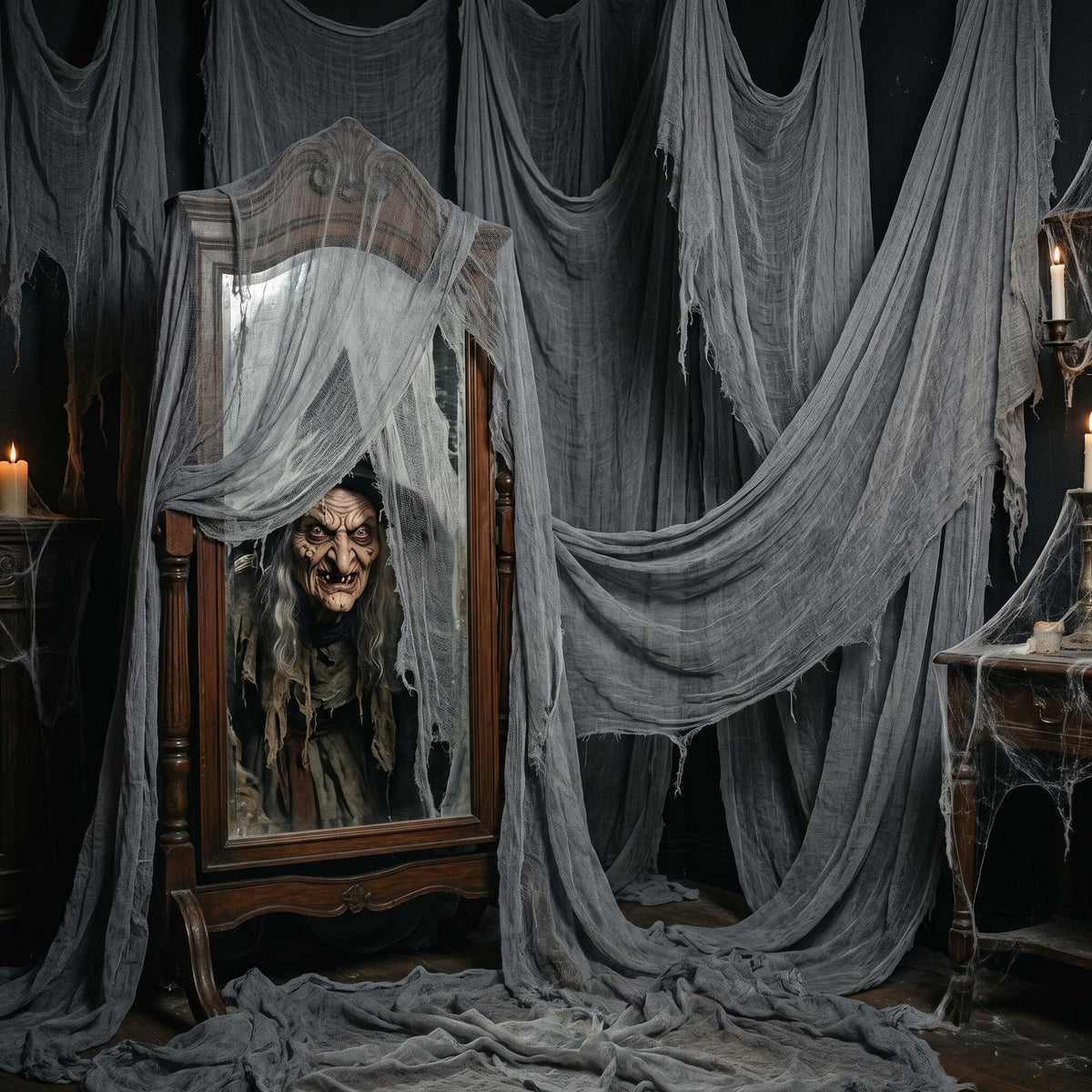 RunNico 197" x 85" Halloween Creepy Cloth - Halloween Spooky Fabric Cloth - Scary Gauze Blood Creepy Cloth for Haunted House Halloween Party Yard Wall Doorway Outdoors Decoration