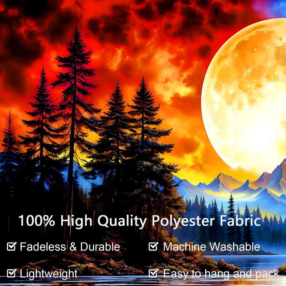 1PC Polyester Fantasy Forest Moon Scenery Tapestry Wall Mural - Wall Tapestries, Living Room Decorations, Oversized Bedroom Art Canvas, Dormitory Background Cloth, Home Supplies Backdrop