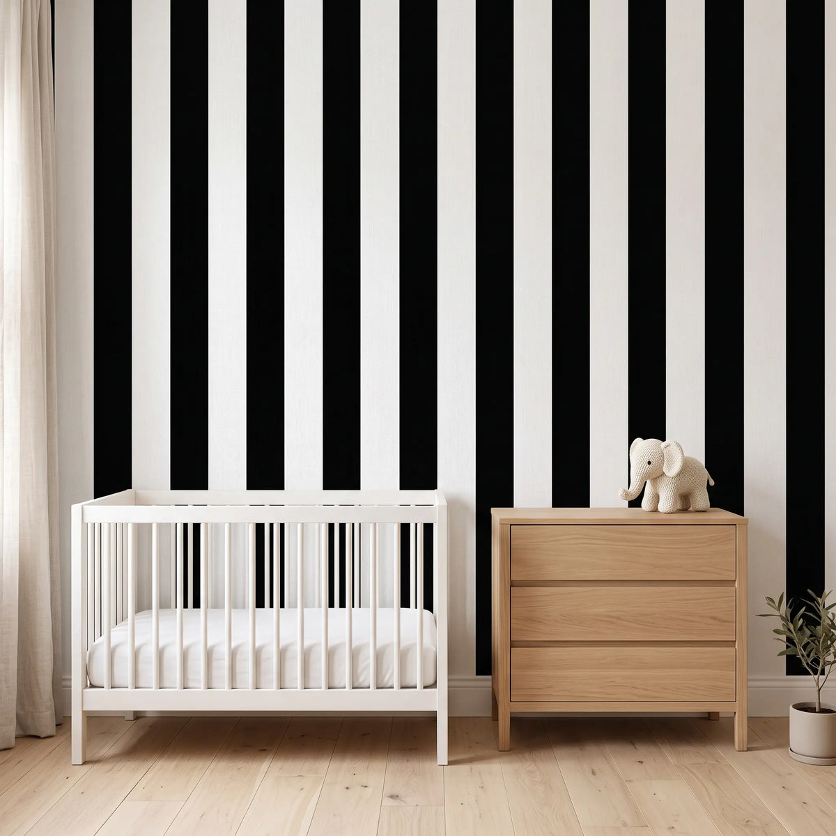1 Roll Self-Adhesive Modern Vertical Striped Wallpaper, 4 Colors (Pink/White, Blue/White, Green/White, Black/White), 40cm/15.7" Wide Waterproof, for Bedroom & Rental Apartment Renovation