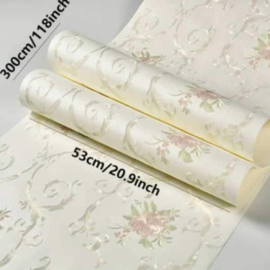 Floral Pattern Wallpaper, Vintage Self Adhesive Wallpaper, Peel And Stick Wallpaper, Removable Wall Sticker, Decorative Wallpaper, Wall Decor for Home Living Room Bedroom