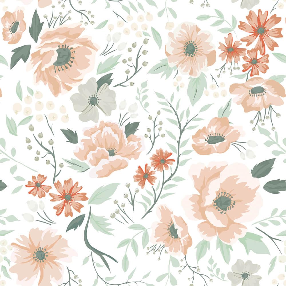 Heroad Vintage Peel and Stick Wallpaper Pink and Green Floral Contact Paper
