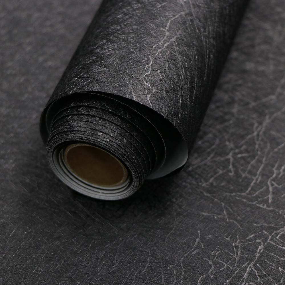 Black Silk Wallpaper Embossed Self Adhesive Peel and Stick Contact Paper
