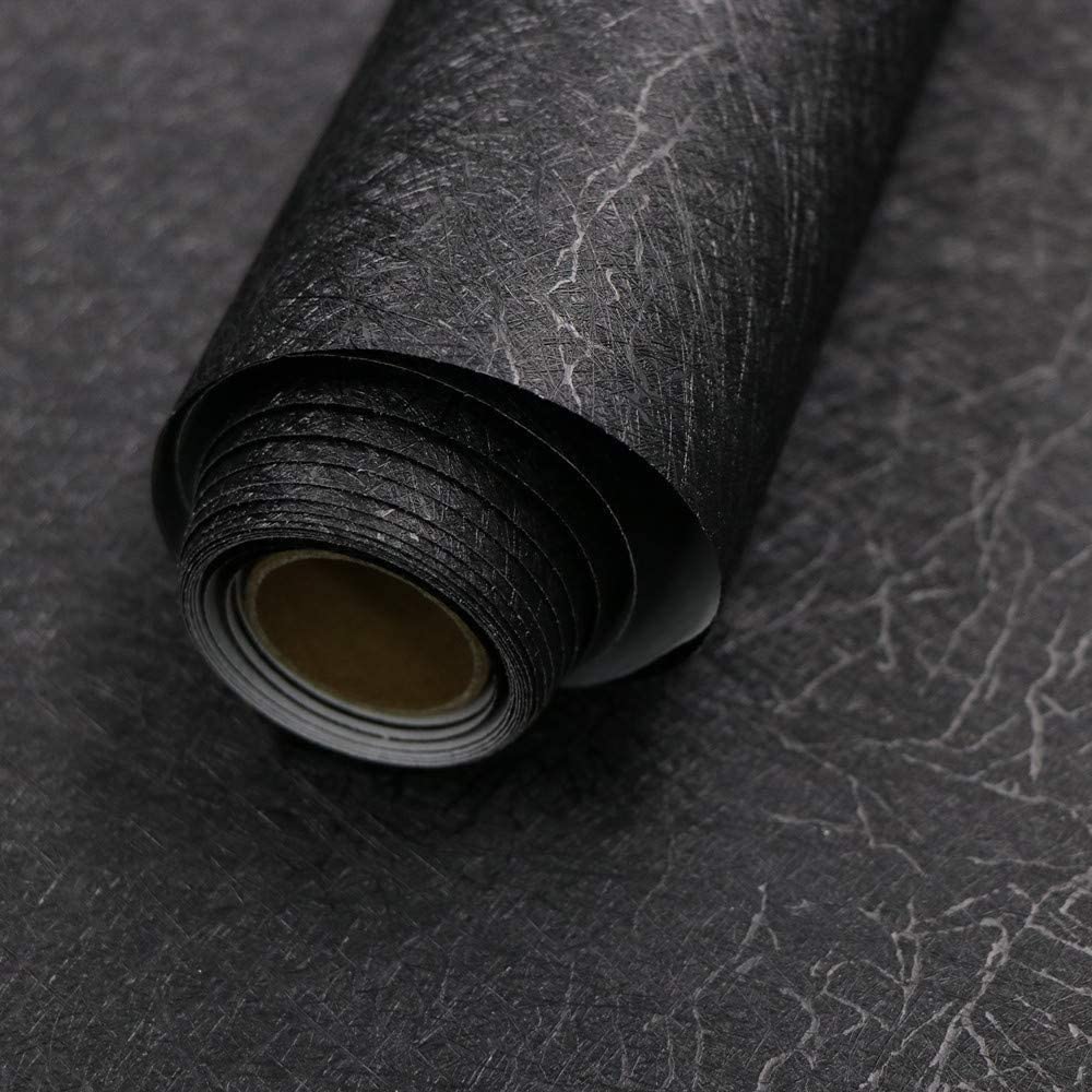 Black Silk Wallpaper Embossed Self Adhesive Peel and Stick Contact Paper