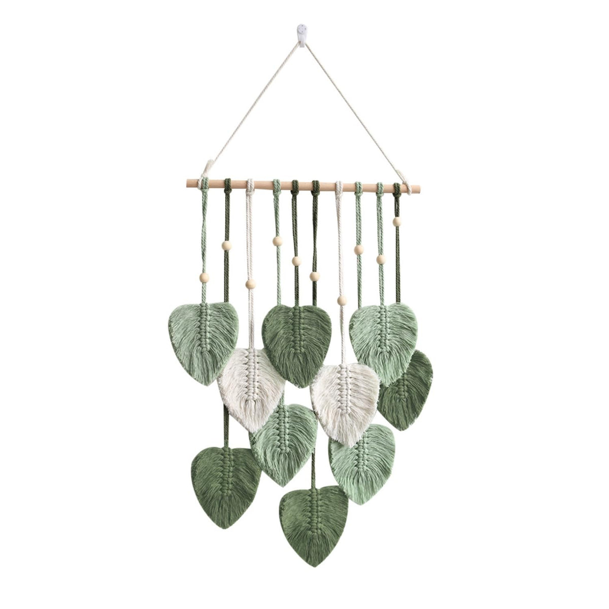 Avoik Macrame Wall Hanging Boho Woven Tapestry Handmade Home Wall Decor Bohemian Leaf Modern Chic Wall Art Green Feather Decorations for Living Room Bedroom Apartment Nursery Farmhouse Backdrop