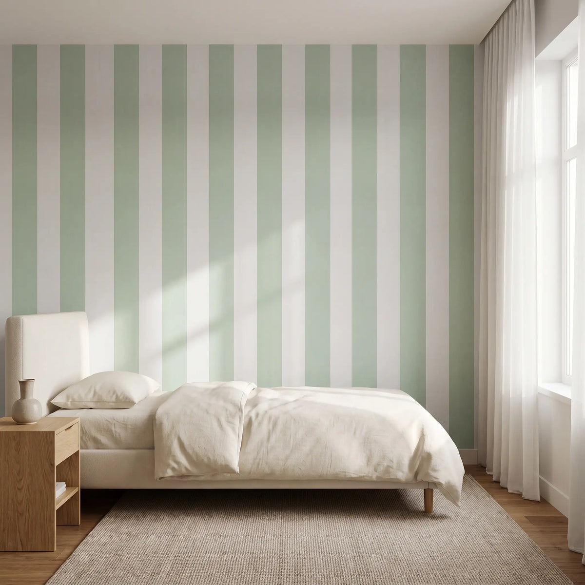 1 Roll Self-Adhesive Modern Vertical Striped Wallpaper, 4 Colors (Pink/White, Blue/White, Green/White, Black/White), 40cm/15.7" Wide Waterproof, for Bedroom & Rental Apartment Renovation