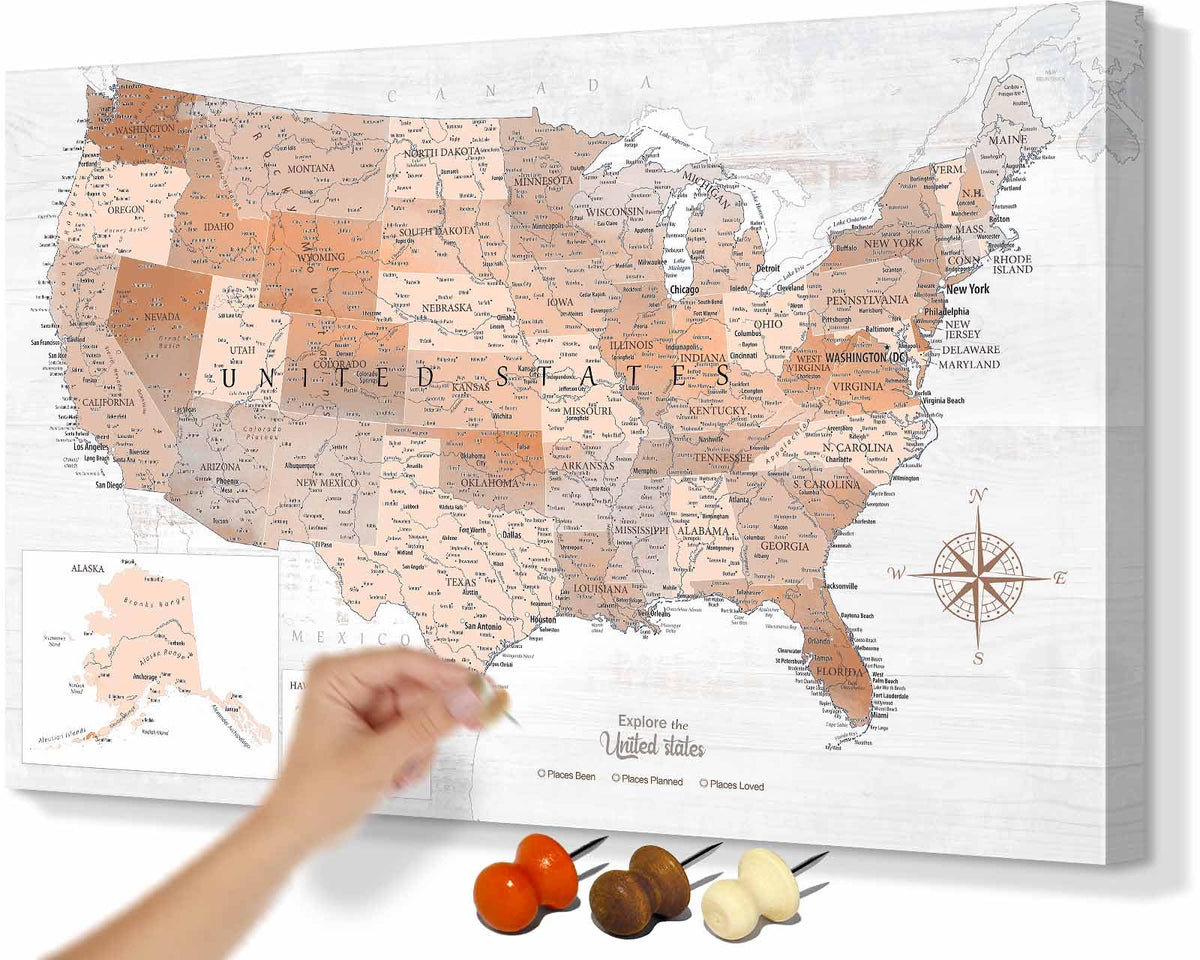 Office Artwork Map of the World Push Pin Board Travel Map Blue Pictures