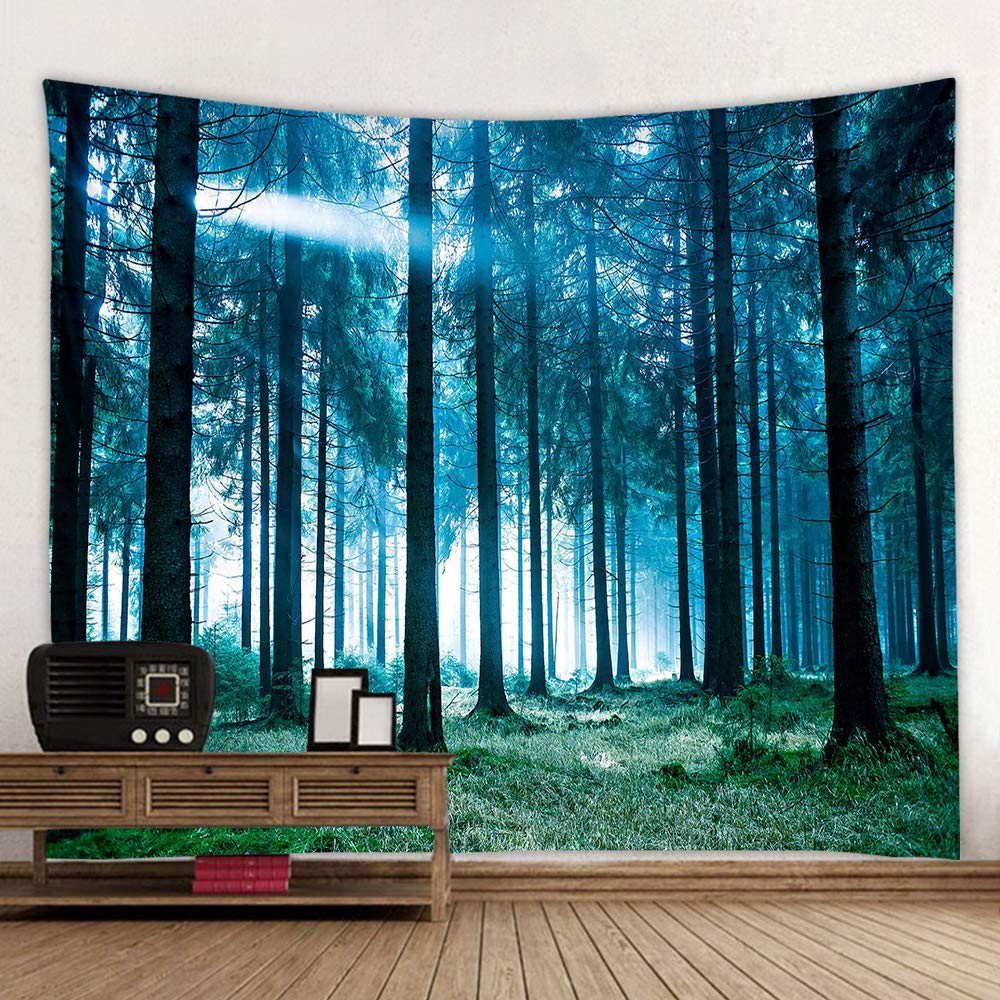 Llamazing Forest Tapestry Home Decor Landscape Living Room Bedroom Decoration Magic Tapestry Curtain (Morning Forest, 78''L×60''W)