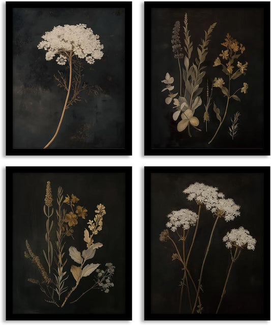 WEFKODO Vintage Moody Botanical Dark Cottagecore Decor Wall Art Prints 8x10