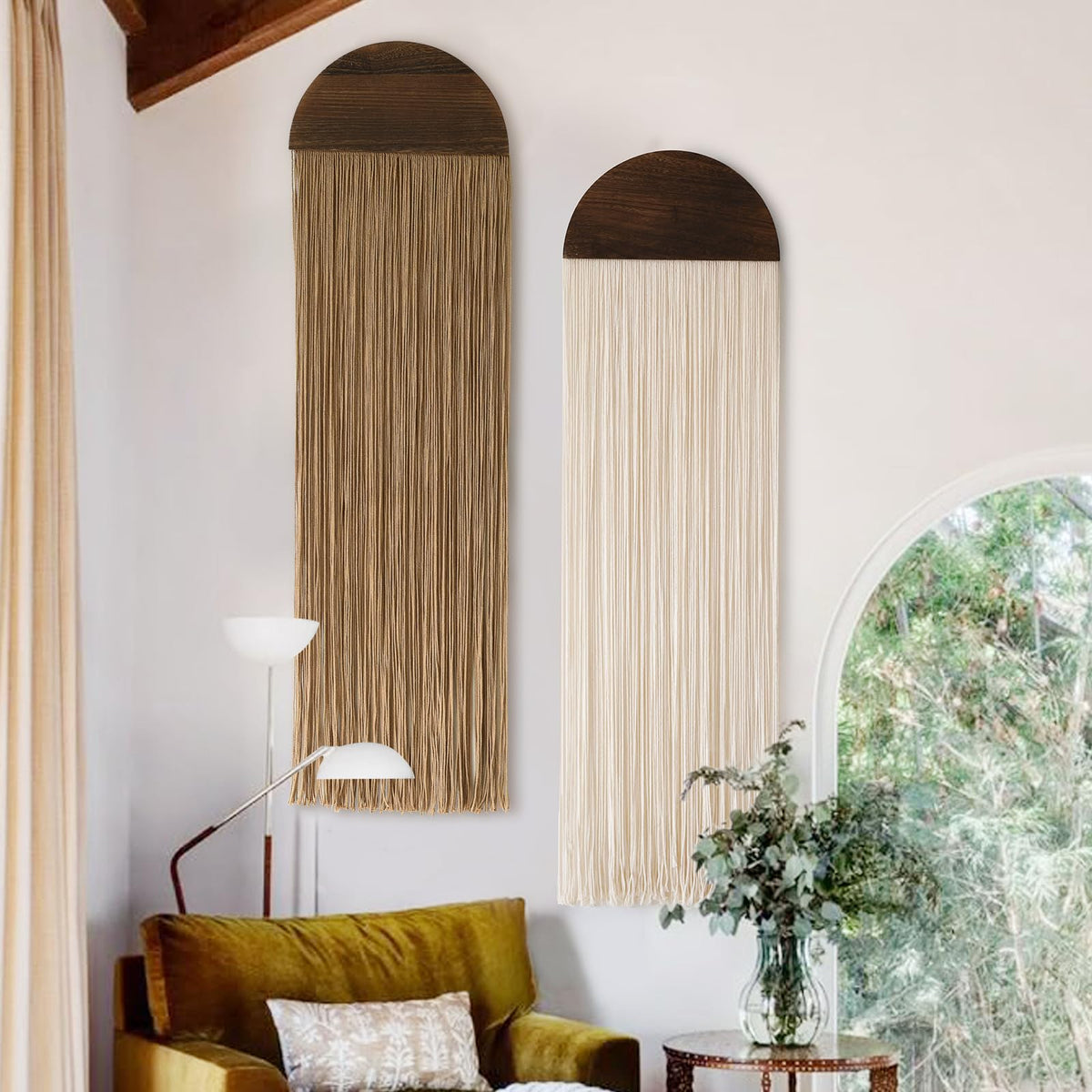 2Pcs Macrame Wall Hanging Fiber wall Art Handmade Boho Decor 13.7"W*51"L