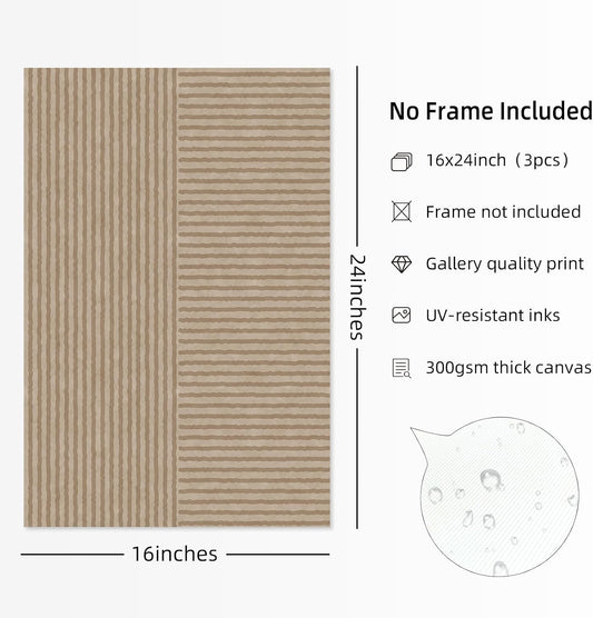Boho Modern Wall Art Pictures Neutral Abstract Canvas Wall Decor Minimalist Line Wall Art Beige Brown Black Poster Mid Century Painting Artwork for Living Room Bedroom 16x24 Inch Unframed Set of 3