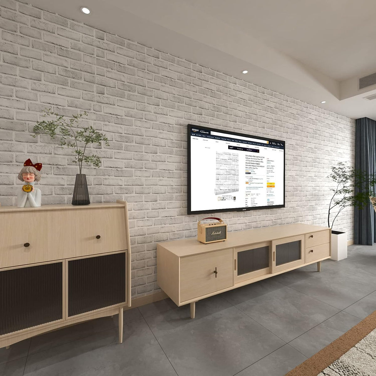 Cohoo Home White Brick Wallpaper Peel and Stick Contact Paper Faux 393”×18”