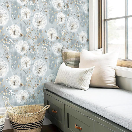 Nukofal Floral Wallpaper Peel and Stick Dandelion Contact Paper 16.9"x118"