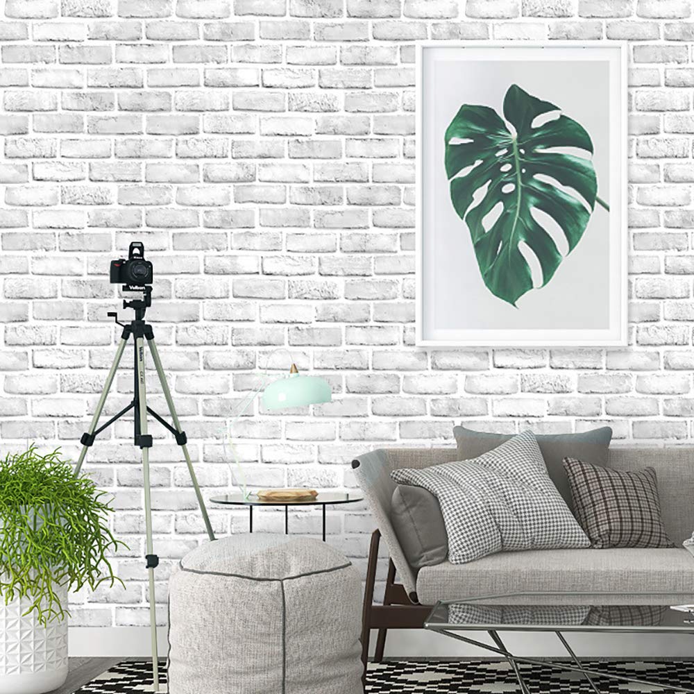 Cohoo Home White Brick Wallpaper Peel and Stick Contact Paper Faux 393”×18”