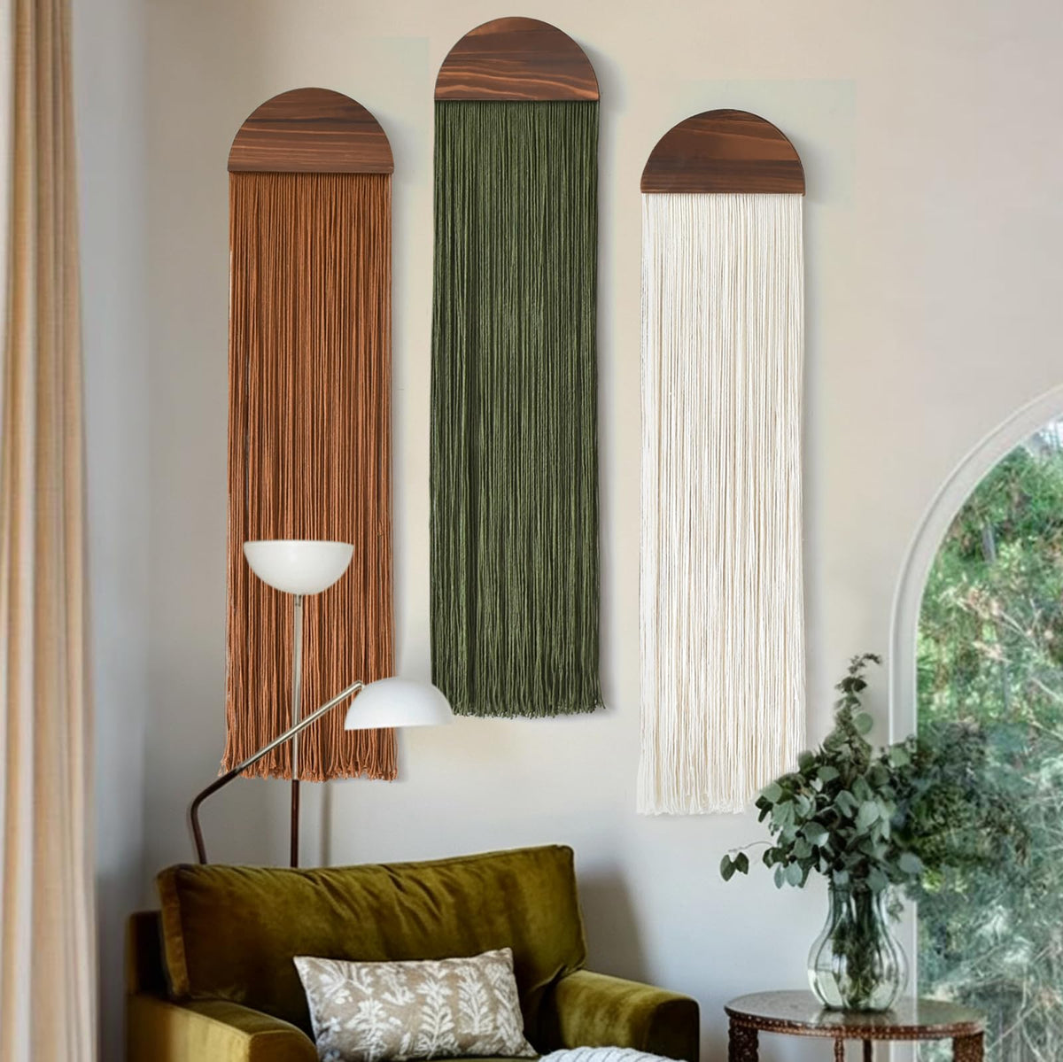 2Pcs Macrame Wall Hanging Fiber wall Art Handmade Boho Decor 13.7"W*51"L