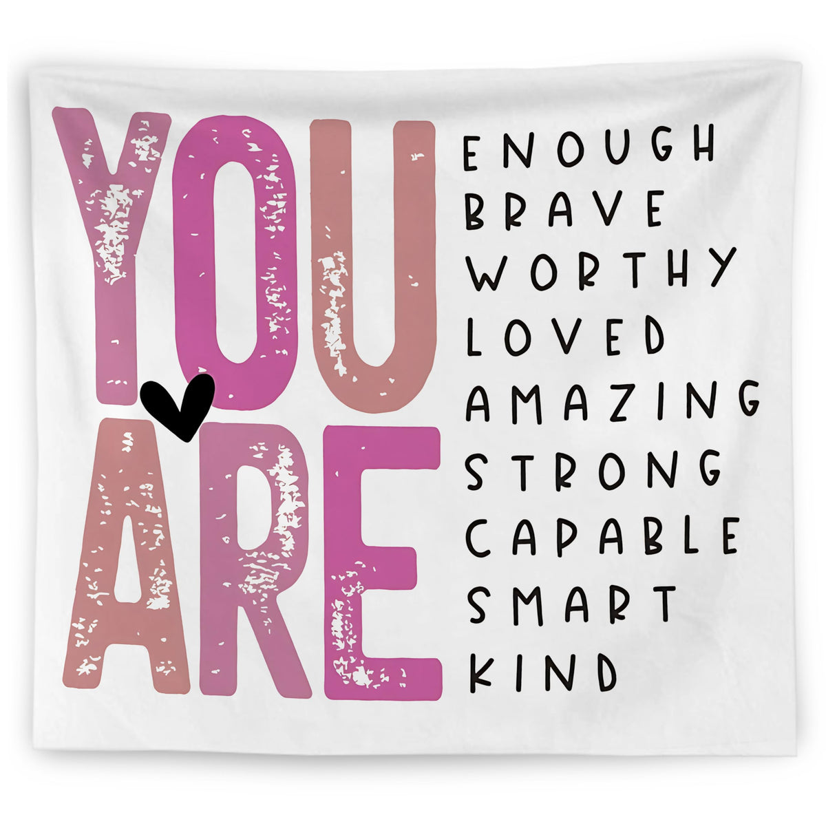 WNAGT Positive Affirmations for Kids Tapestry Wall Hanging, Kids Affirmation Wall Decor, You Are Kind Brave Smart Inspirational Wall Blanket Decor for Kid Room Classroom Nursery Playroom, 50x60 Inch