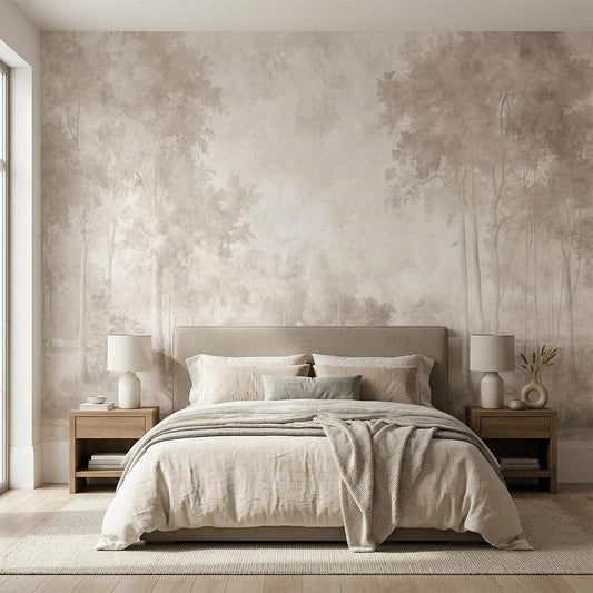 MFWFM Sepia Forest Peel and Stick Wallpaper Landscape Tree Wall Murals