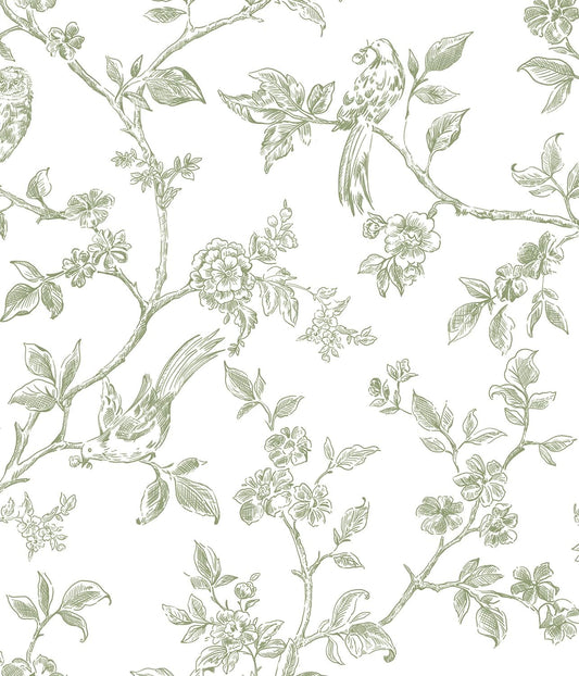 Orainege Peel and Stick Wallpaper Vintage Floral Birds Wallpaper Removable