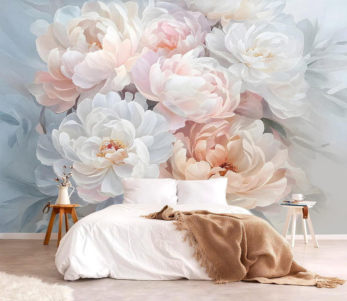 YQWDMX - Beige Forest Peel and Stick Wallpaper Jungle Self-Adhesive Mural for Living Room ZY12 L