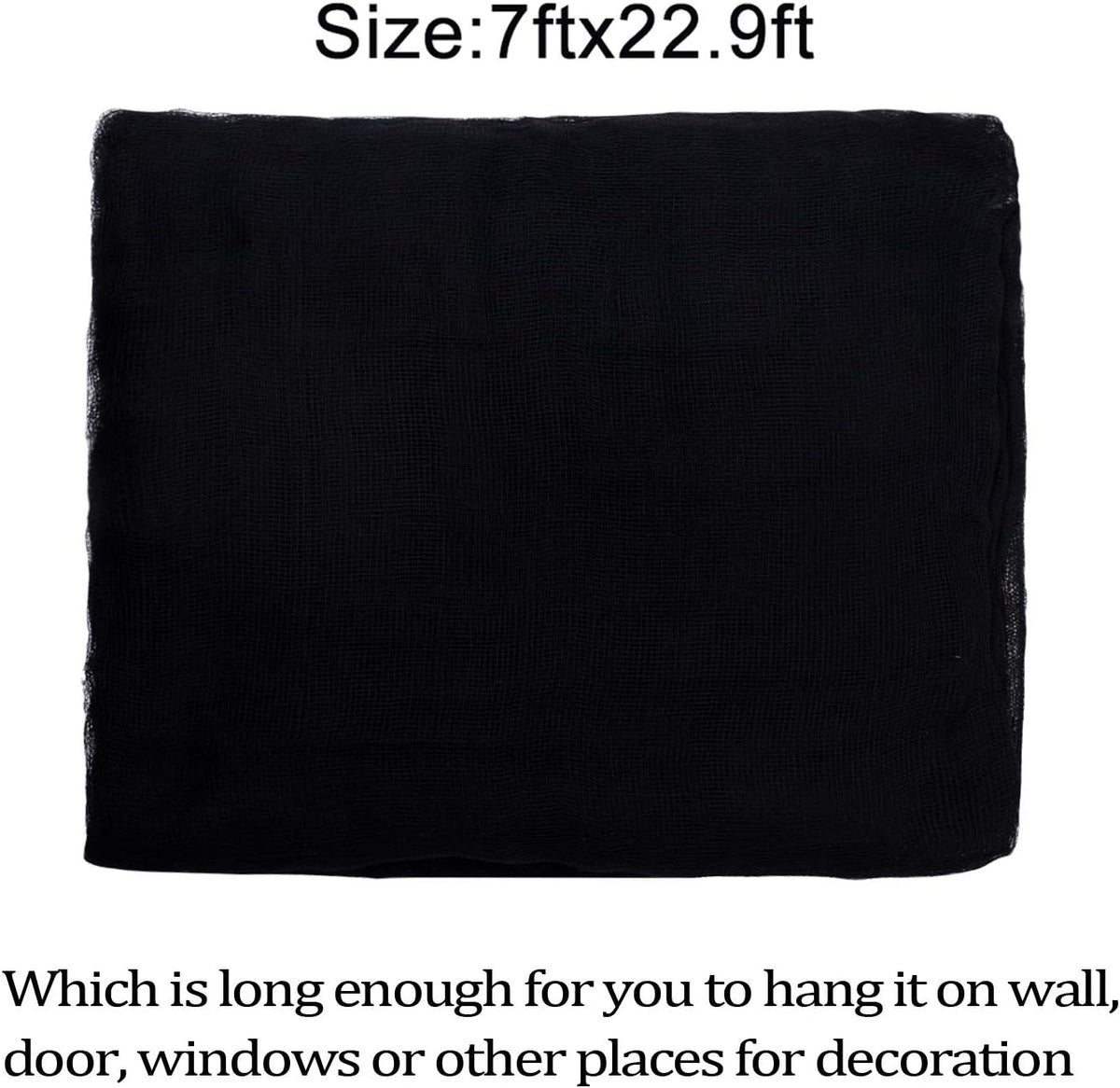 Whaline Halloween Black Creepy Cloth 276 x 87 inch Spooky Halloween Decoration Black Spooky Fabric Cloth Windows Doorways Scary Gauze for Haunted Houses Yard Wall Indoor Outdoor Party Decor Supplies
