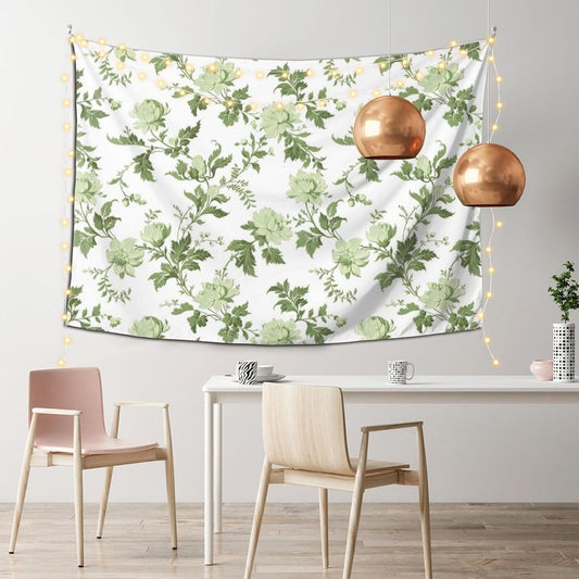 BHYGHJII Tapestry Cloth Flowers Green Accents Light Smooth Decorative Wall Cloth Home Accent for Bedside 60 x 40 Inch