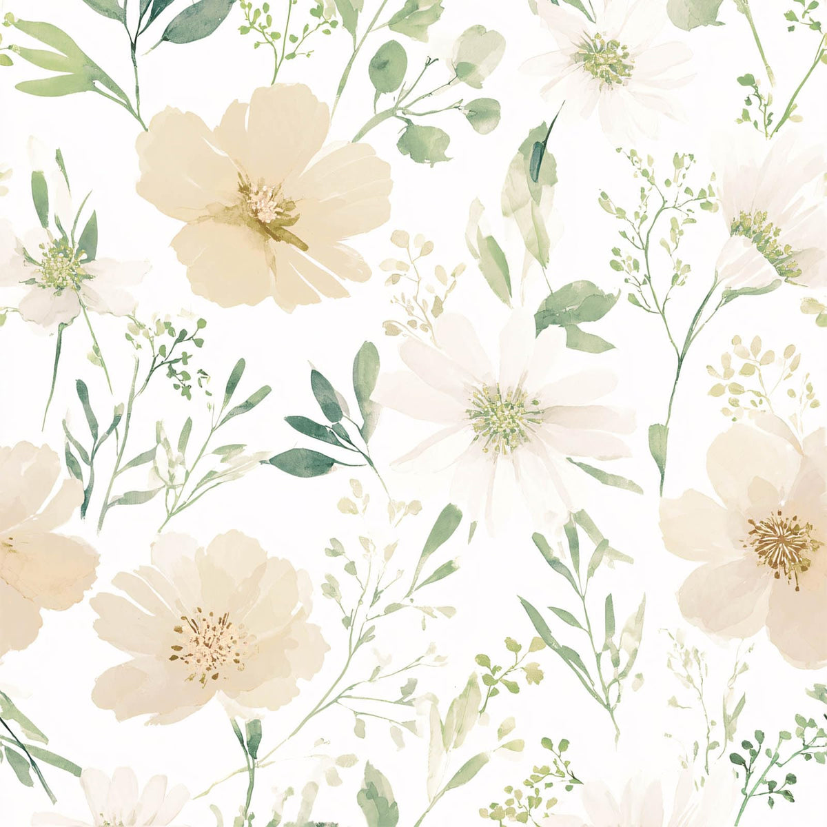 Sage Green Floral Peel and Stick Wallpaper 17.7" x 118"