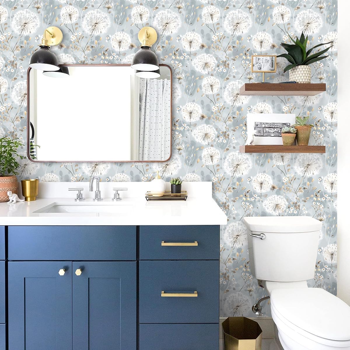 Nukofal Floral Wallpaper Peel and Stick Dandelion Contact Paper 16.9"x118"