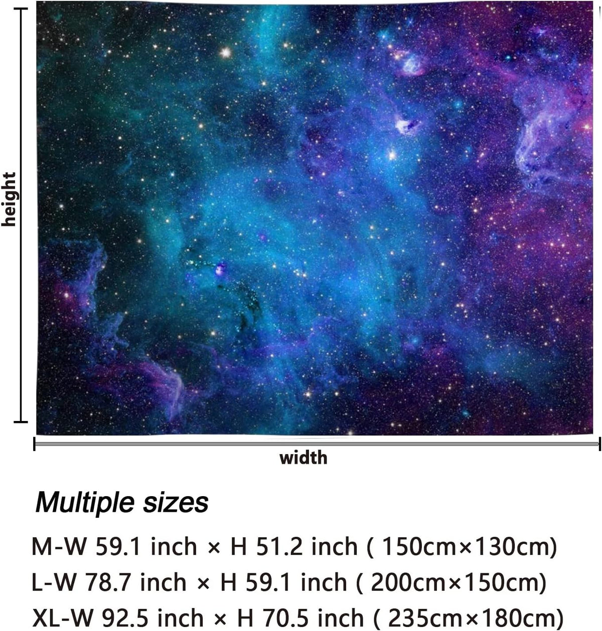 Lahasbja Galaxy Tapestry Blue Starry Sky Universe Space Tapestries Wall Hanging Mysterious Nebula Stars Backdrop for Living Room Dorm