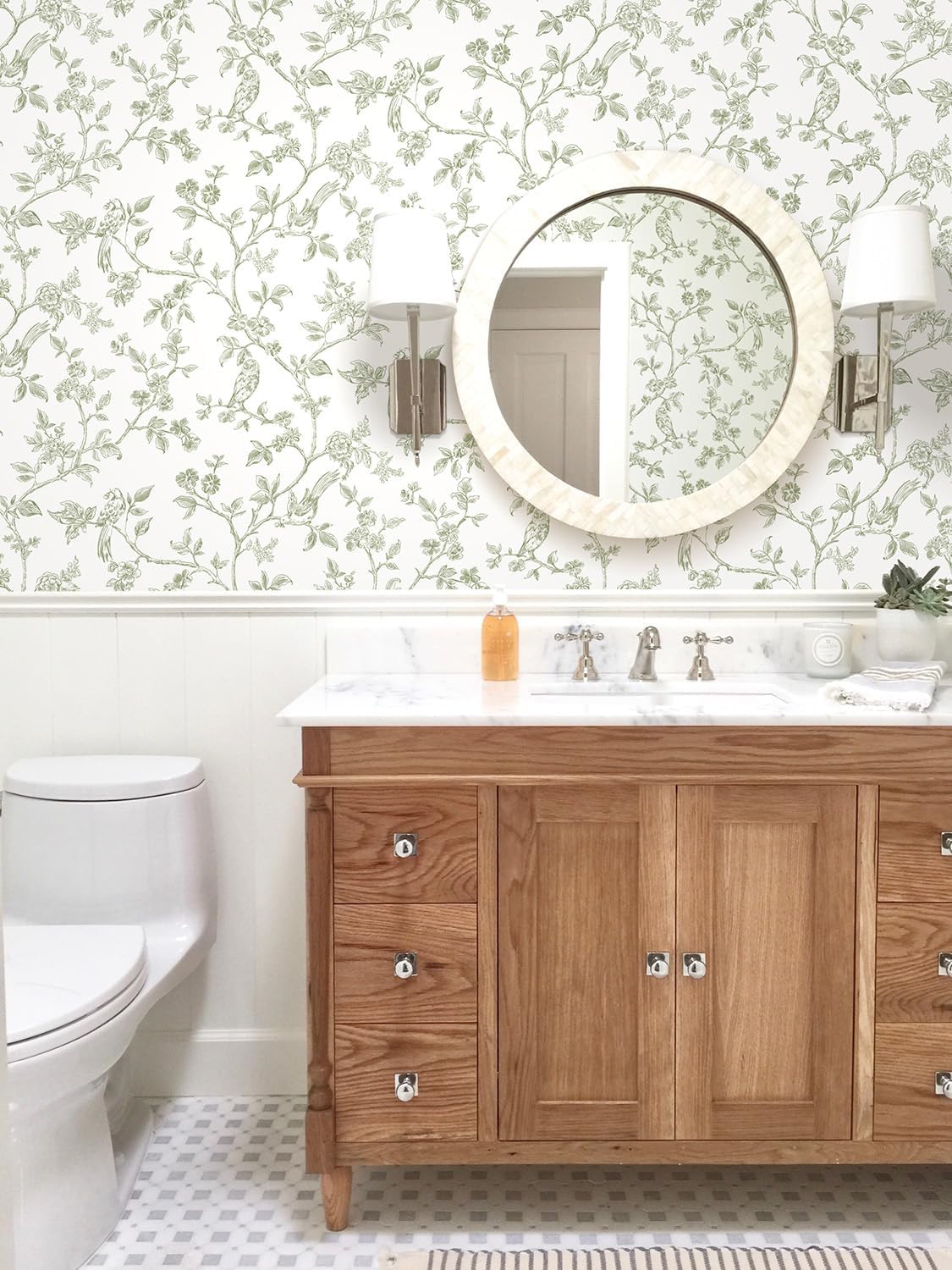 Orainege Peel and Stick Wallpaper Vintage Floral Birds Wallpaper Removable