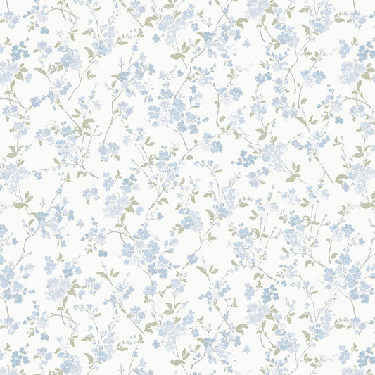 Peel and Stick Wallpaper for Nursery Blue Cherry Blossom Waterproof