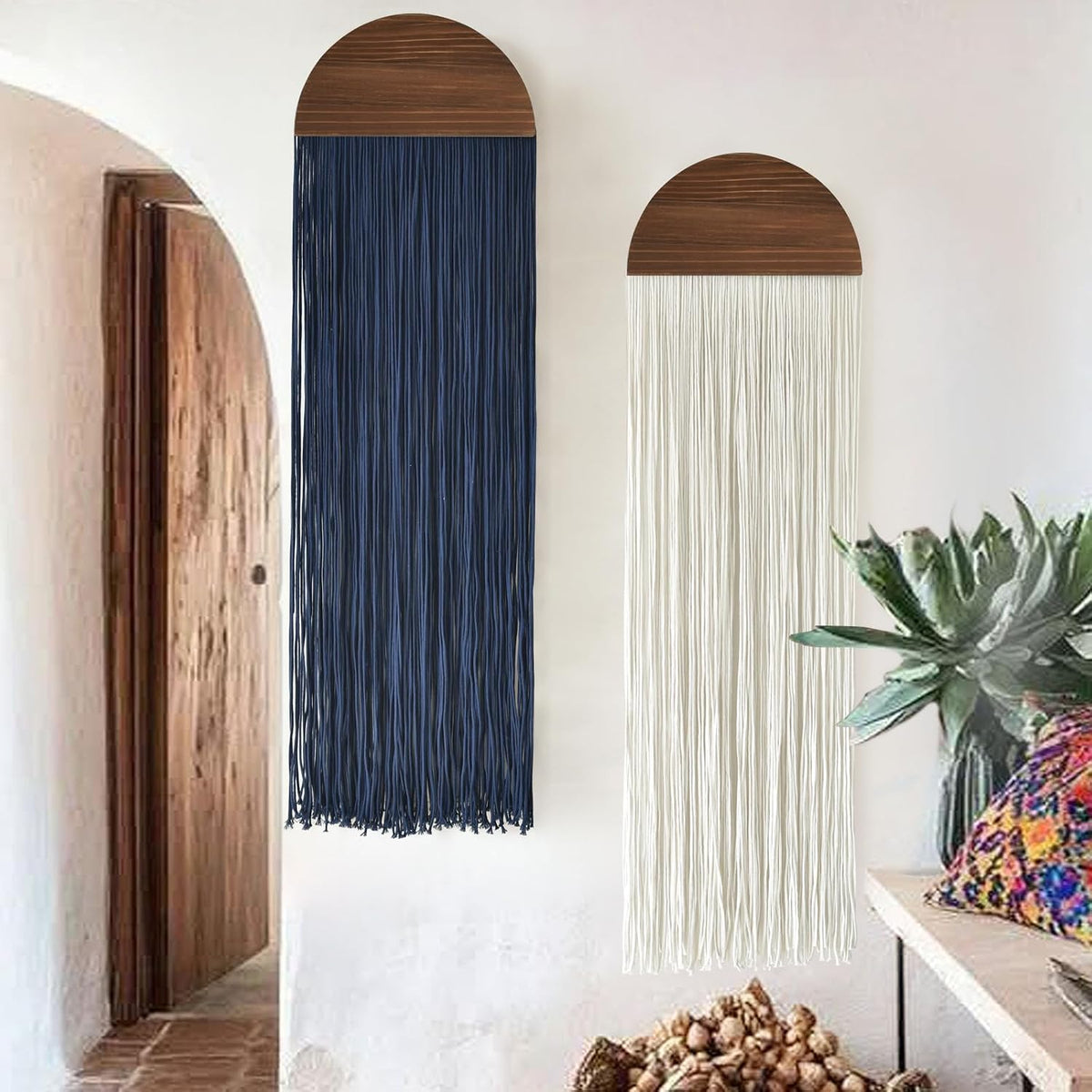 2Pcs Macrame Wall Hanging Fiber wall Art Handmade Boho Decor 13.7"W*51"L