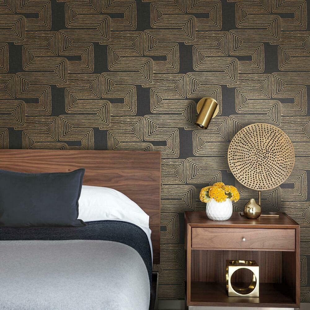 RoomMates RMK12216PL Nikki Chu Black and White Zulu Signature Peel and Stick Wallpaper, Roll, Black/White
