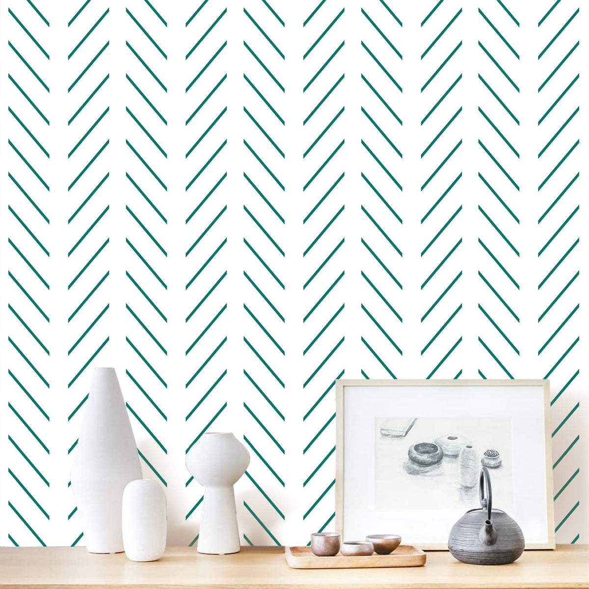 Erfoni Black and White Peel and Stick Wallpaper Herringbone Contact Paper