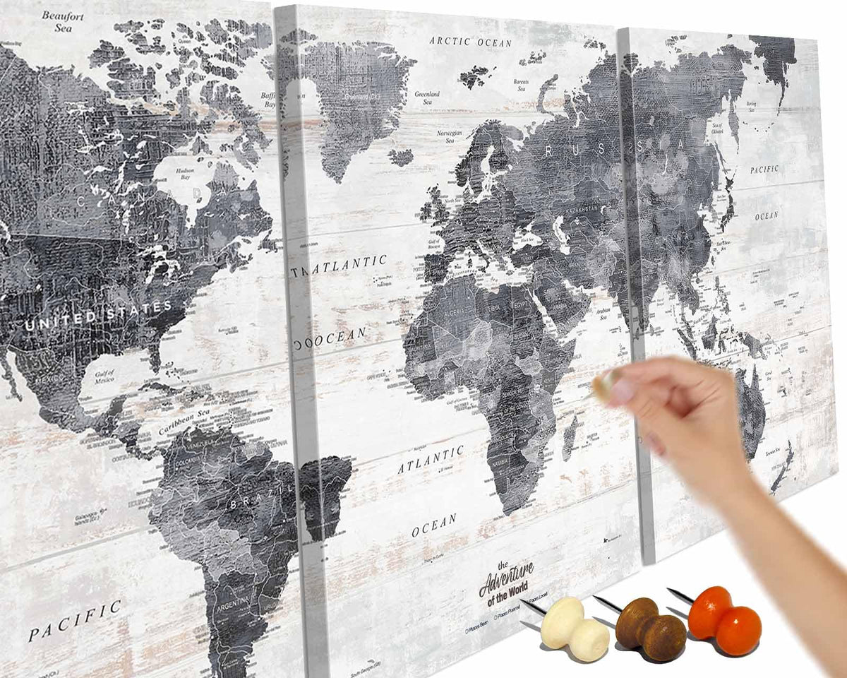 Office Artwork Map of the World Push Pin Board Travel Map Blue Pictures