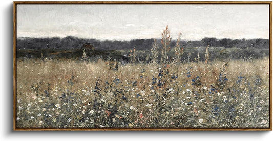 InSimSea Extra Large Framed Vintage Wall Art, Flower Meadow Prints,20x40In