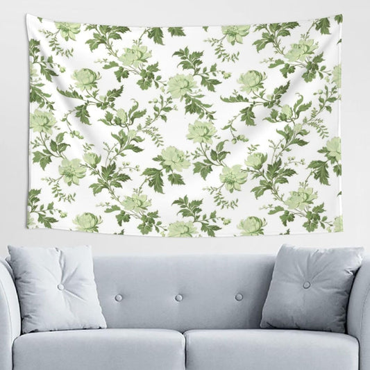 BHYGHJII Tapestry Cloth Flowers Green Accents Light Smooth Decorative Wall Cloth Home Accent for Bedside 60 x 40 Inch