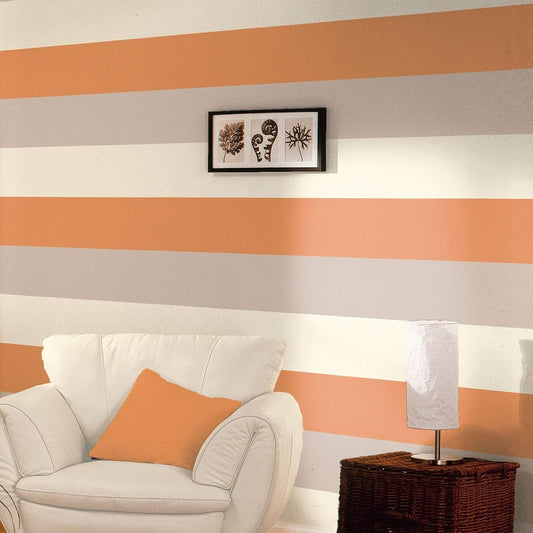 Russet Orange / Beige / Cream - 40915 - Olivia Stripe - Wallpaper