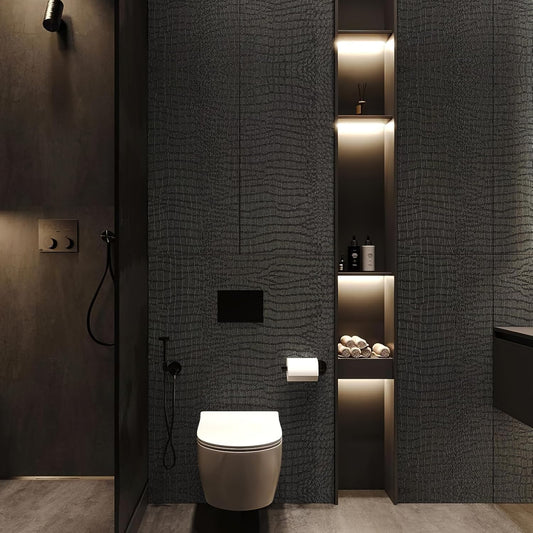 Zeeko Black Crocodile Peel and Stick Wallpaper 17.3" X 394"