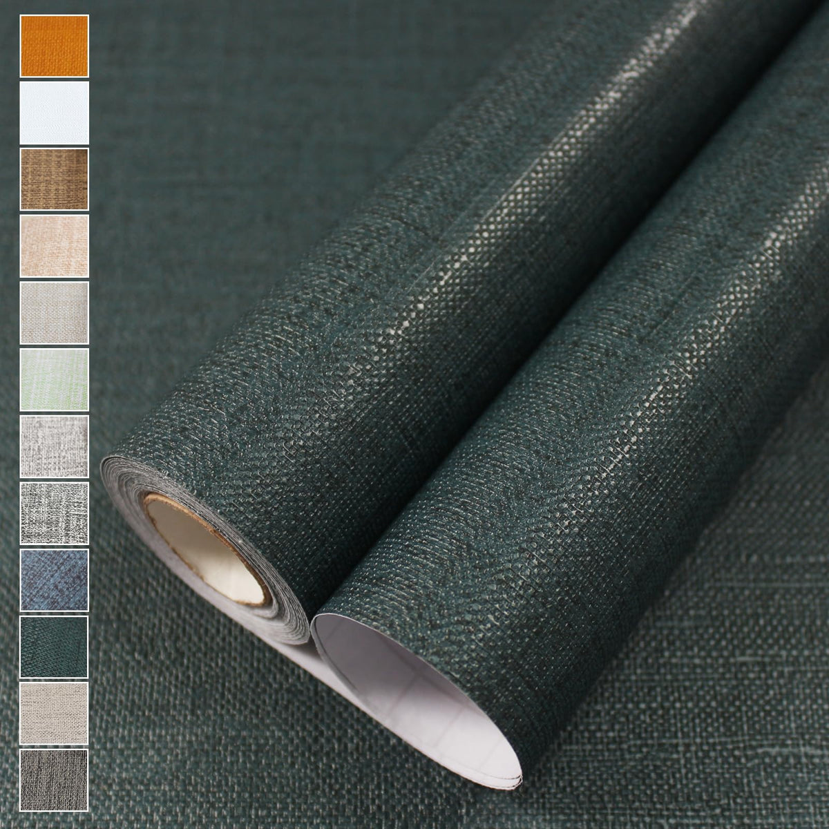 WADILE Grasscloth Peel and Stick Wallpaper 15.7in x 78.7in, Textured Contact Paper for Cabinets, Faux Linen Wall Paper Pull and Stick, Fabric Vinyl Wallpaper Self Adhesive Light Gray
