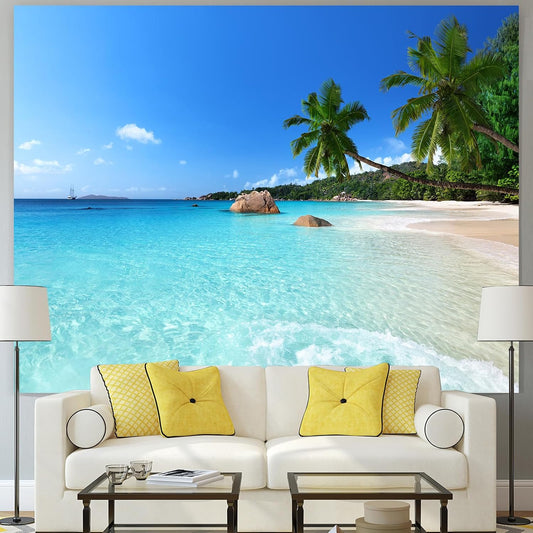 Racunbula Ocean Beach Tapestry Wall Hanging Tropic Paradise Beach Tapestry Coconut Tree Tapestries Hippie Bohemian Tapestries Palm Tree Wall Art Poster for Home Decor