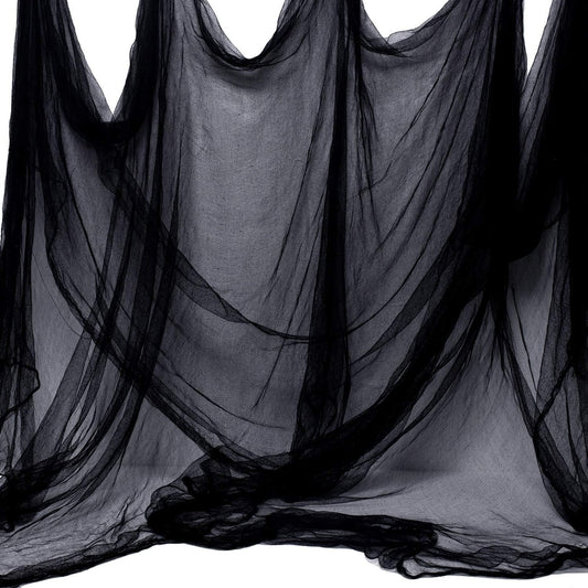 Whaline Halloween Black Creepy Cloth 276 x 87 inch Spooky Halloween Decoration Black Spooky Fabric Cloth Windows Doorways Scary Gauze for Haunted Houses Yard Wall Indoor Outdoor Party Decor Supplies
