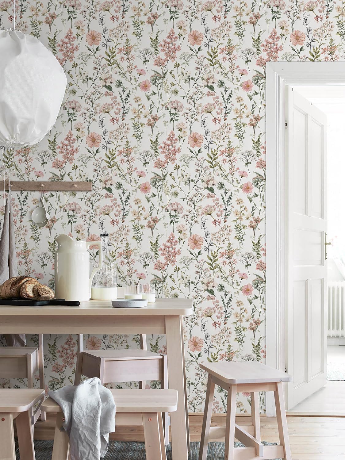 Orainege Pink Floral Peel and Stick Wallpaper Self Adhesive Wallpaper