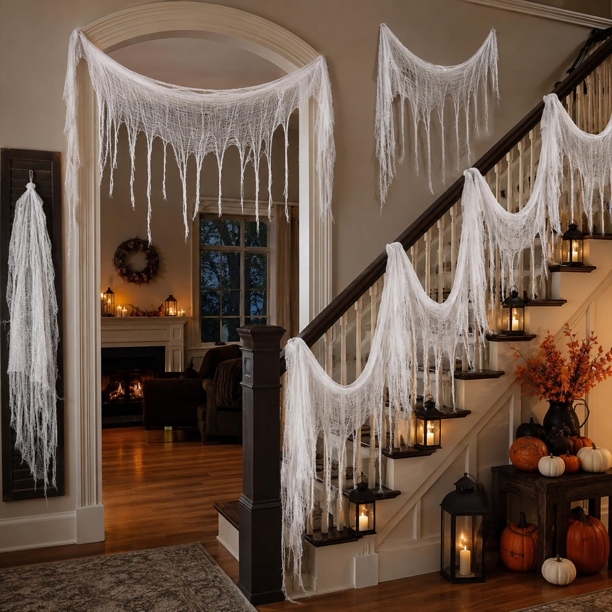 6 Pack Black Halloween Creepy Cloth, 30 x 72 Inch - Yobbai