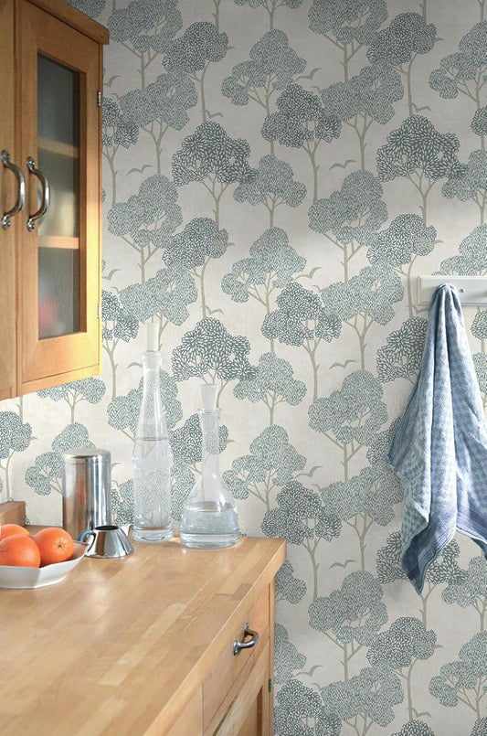 NuWallpaper by WallPops Millie Blue Peel and Stick Wallpaper, Removable Wallpaper, 20.5 in x 18 ft