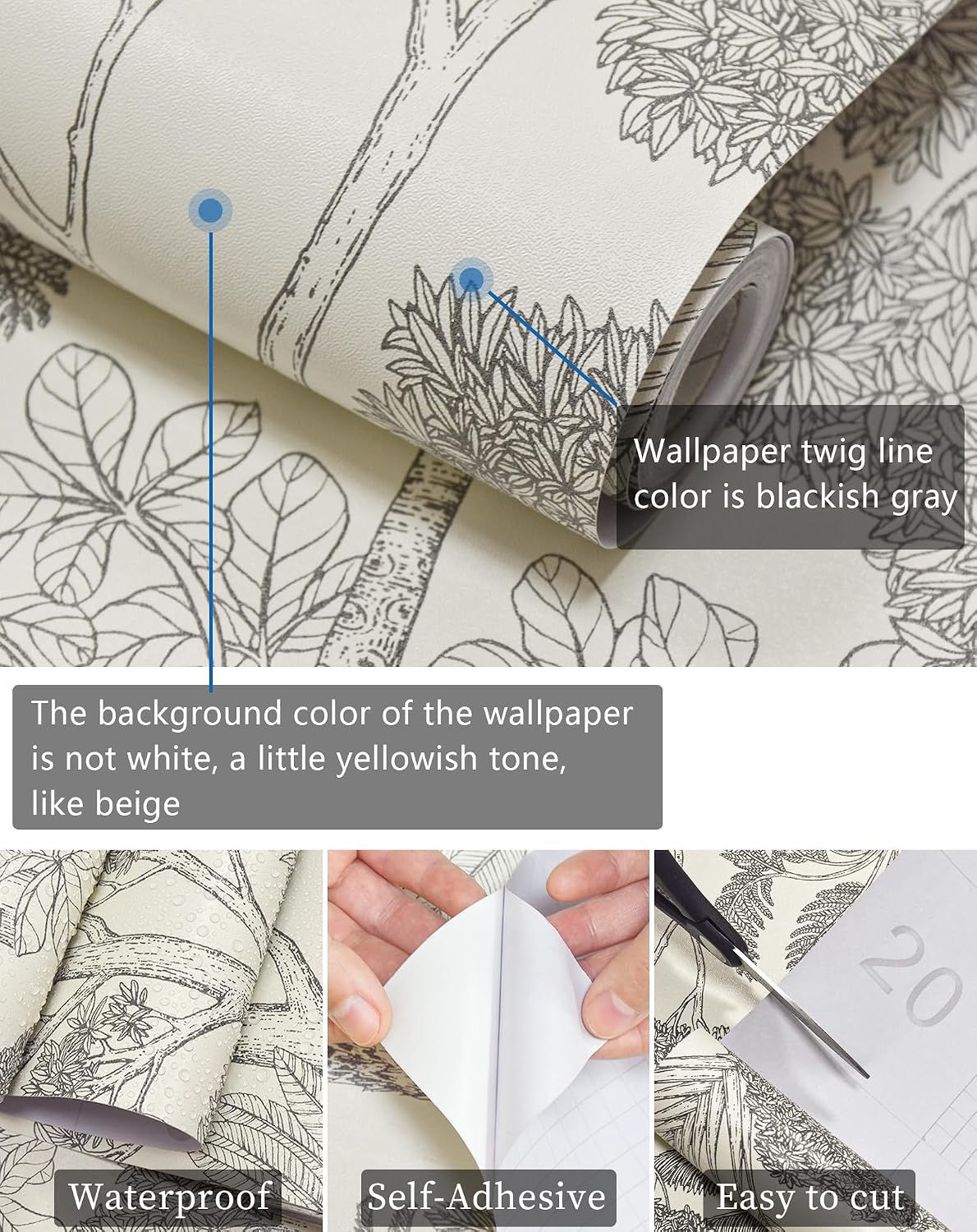 Forest Wallpaper Peel and Stick Vintage Tree Wall Paper 393in 17.3in