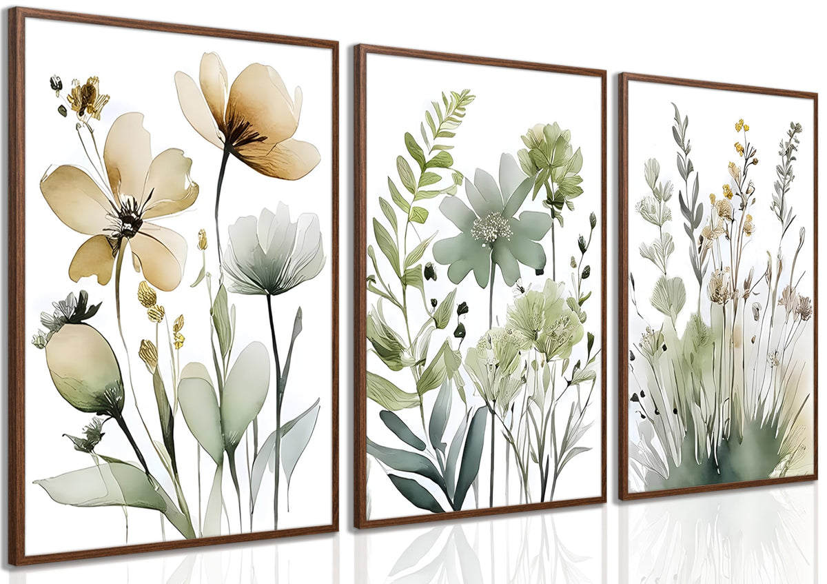 tgguytiy Sage Green Botanical Wall Art Set of 3, Eucalyptus Leaf Boho Plant Posters for Bedroom Living Room Bathroom Decor, 12x16 Inch Unframed Prints