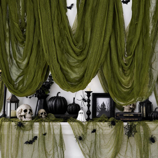 600 x 80 in Halloween Creepy Cloth for Yard and Outdoor Decorations, Green